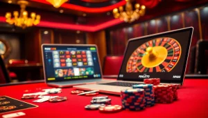 Engaging scene of a player at NHÀ CÁI MM88 casino table, showcasing vibrant chips and cards.