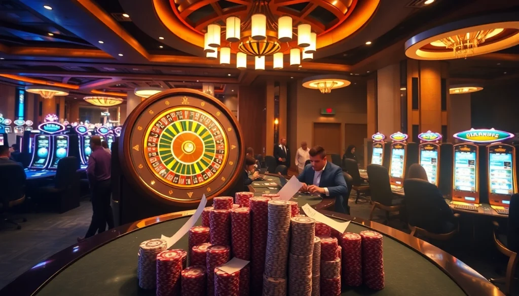 The excitement of gambling at https://mm88.how/ with vibrant casino visuals showcasing roulette, poker, and slot machines.