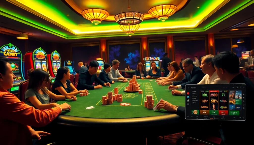 Experience the lively atmosphere of gaming at https://ax88.com.de/, featuring professional dealers and vibrant casino elements.