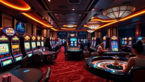 Featuring an exciting casino scene where players enjoy games, highlighting https://lc88app.com/ for thrilling online gambling.