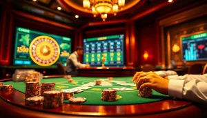 Exciting gambling action at Nhà Cái Ga888, featuring poker chips and roulette.