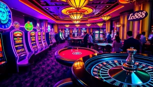 Experience the thrill of live gambling at LC88 with vibrant slot machines and poker tables.