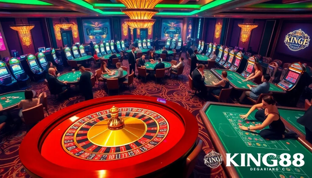 Experience the thrill of trang chủ KING88 with luxurious casino gaming and vibrant players in action.
