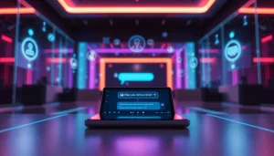 Engaging AI chatbot interaction screen showcasing sex ai chat in a modern, tech-inspired environment.