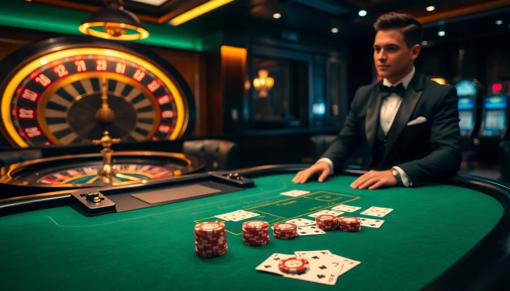 Winning at LC 88 blackjack with polished chips and professional dealer in luxurious casino atmosphere.