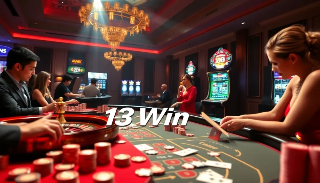 Engage in thrilling games at 13Win casino, featuring vibrant roulette and slot machines.