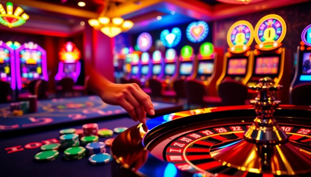 Betting at a vibrant roulette table in a luxurious casino atmosphere showcasing kk55.fit elements.