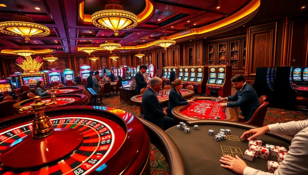 Experience the excitement of betting at https://king33.io/ with casino tables, chips, and lively players.