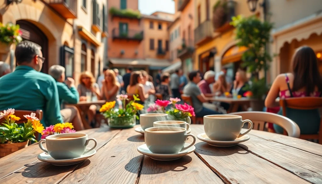 Experience the vibrant Coffee shop association Lloret de Mar with patrons enjoying coffee in an outdoor setting.