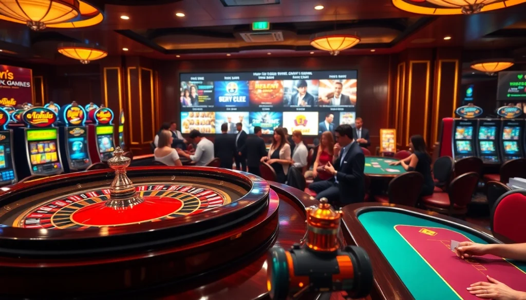 Experience thrilling gameplay at https://king333.club/ with vibrant casino scenes showcasing excitement and luxury.