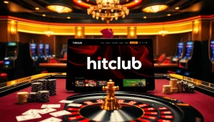 Engage with the thrilling action on hitclub web featuring poker chips and a roulette wheel.