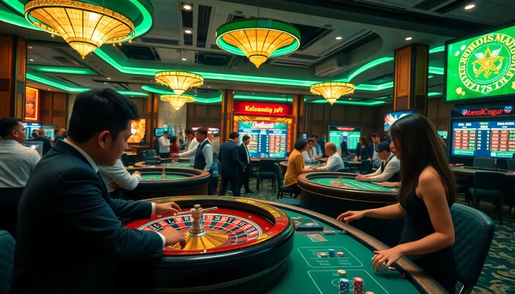 Keluaran china highlights on a luxurious casino floor during a thrilling gambling night.