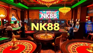 Experience the thrill of NK88 with dynamic gambling action at poker tables and slot machines.