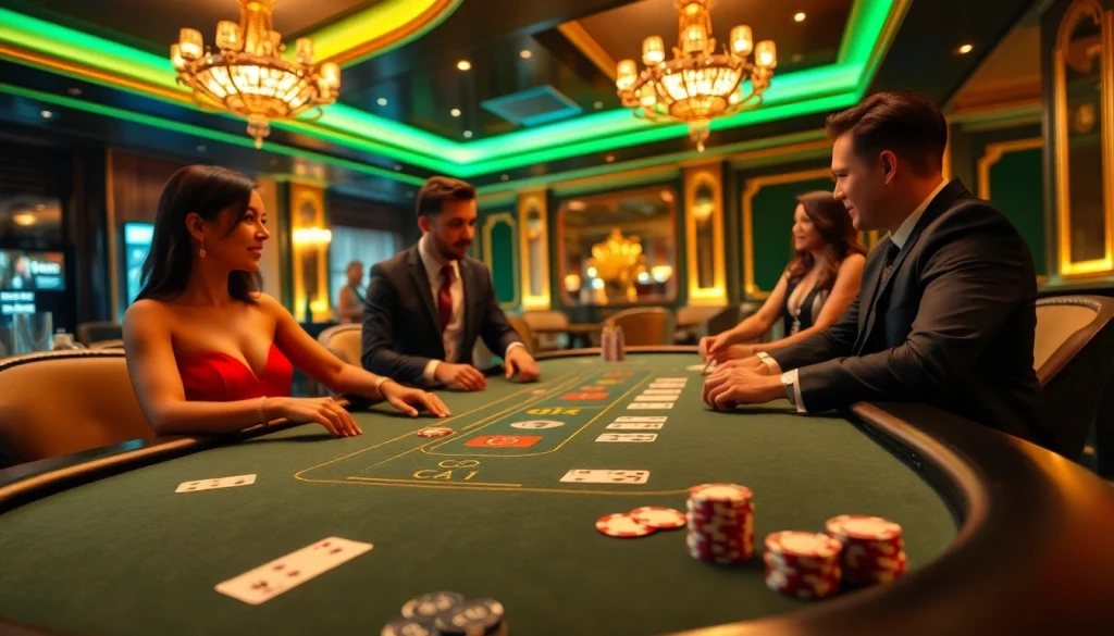 Players enjoying a dynamic game at club b52 casino, showcasing excitement and luxury.