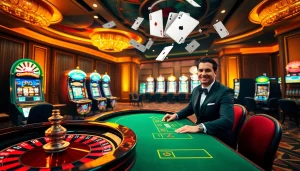 Exciting casino gameplay at dr88 with roulette and poker chips in a luxurious setting.