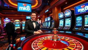 Engage in thrilling games at MK8 with vibrant slots and a luxurious casino atmosphere.
