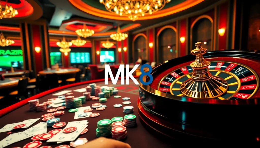 Experience the excitement of MK8 at a luxury casino scene with vibrant games and thrilling stakes.