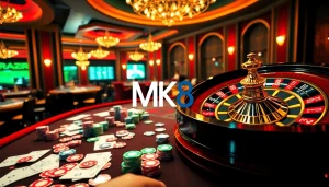 Experience the excitement of MK8 at a luxury casino scene with vibrant games and thrilling stakes.
