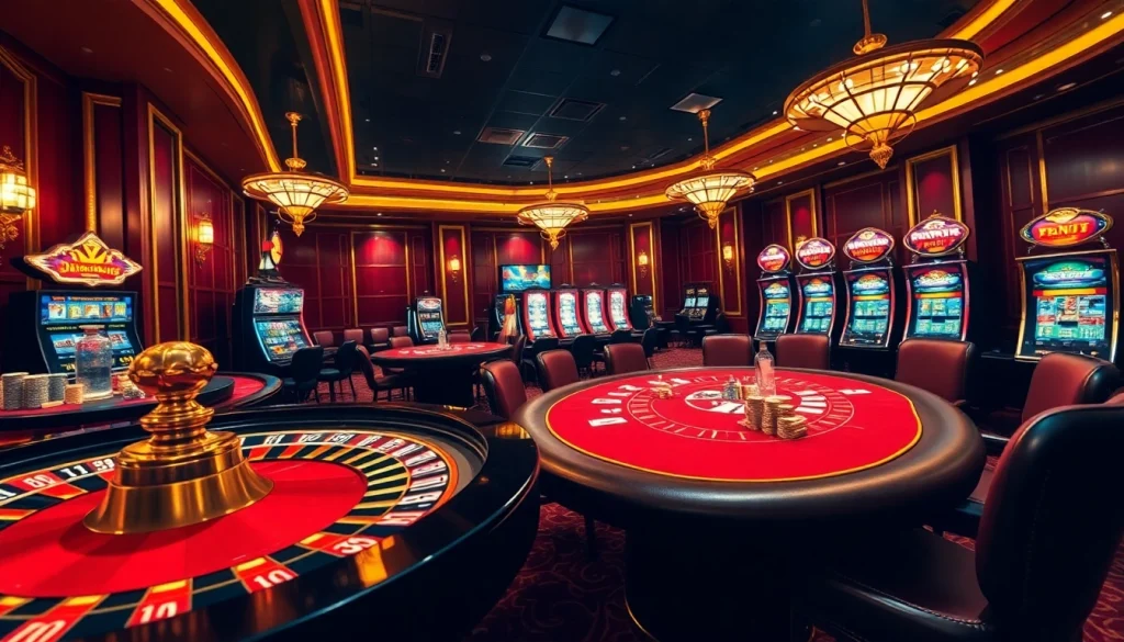Experience the thrill of 바이낸스 회원가입 while engaging in a high-stakes casino atmosphere with poker tables and slot machines.