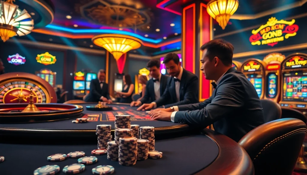 Players experience the excitement of a GO8-themed casino table with vibrant poker chips and an elegant dealer.