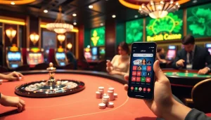 Experience the thrill of gaming with the app okfun showcased in a vibrant casino atmosphere.