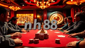 Engage at the nh88 poker table in a vibrant casino filled with excitement and luxury.