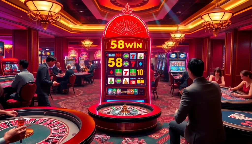 Experience thrilling gameplay at 58win with vibrant casino tables and excited players.
