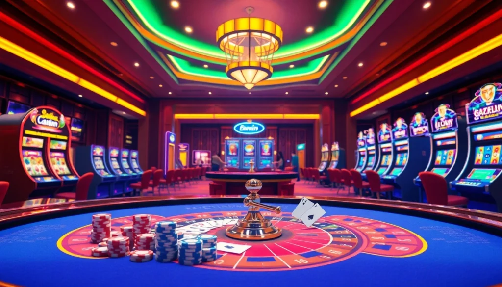 Experience thrilling gameplay at Bomwin's vibrant casino, showcasing 3D gaming elements and engaging players.