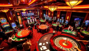Experience the excitement of gambling at kk55.group with players enjoying poker, roulette, and slot machines.