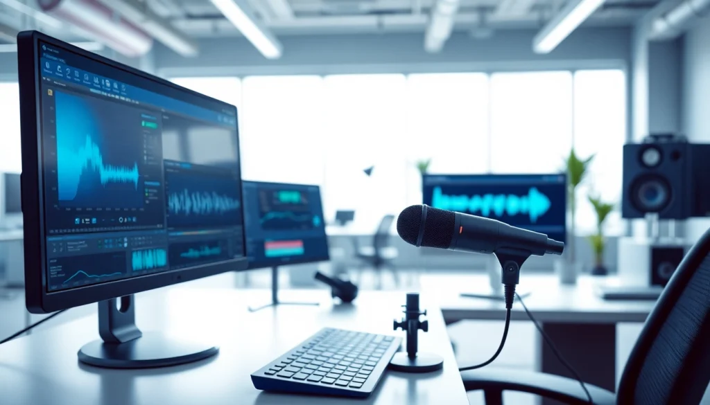 Use AI Voice technology to create personalized audio in a modern workspace.