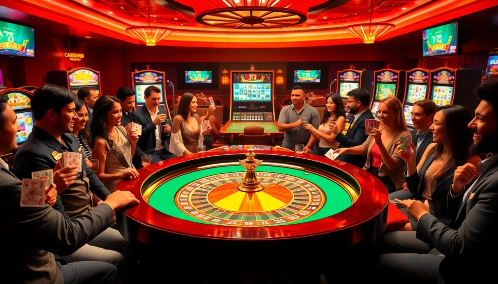 Engaging roulette players experiencing the thrill of b52club dev in a luxury casino setting.