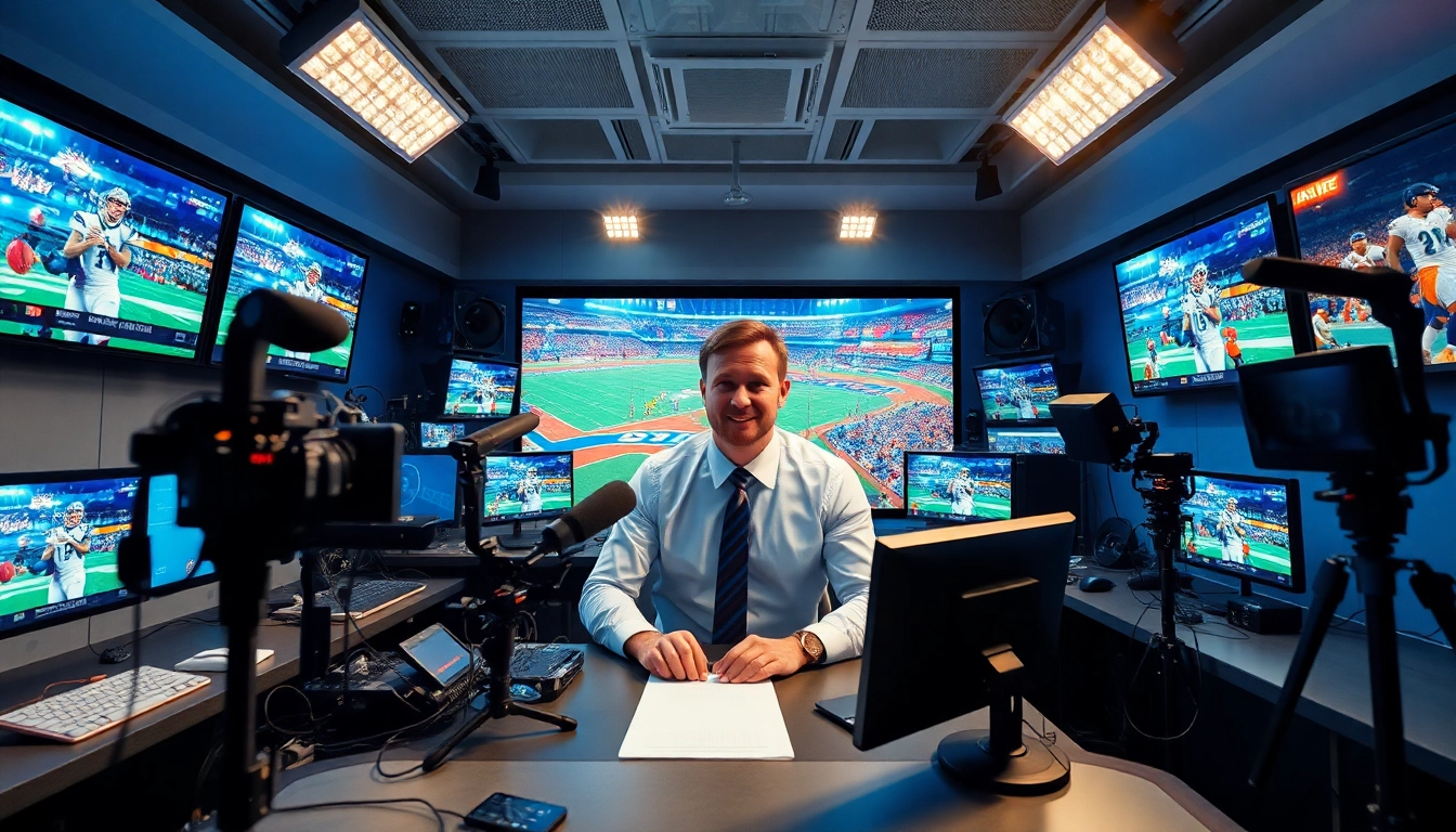 Engaging sports broadcasting setup showcasing live events with high-tech equipment.