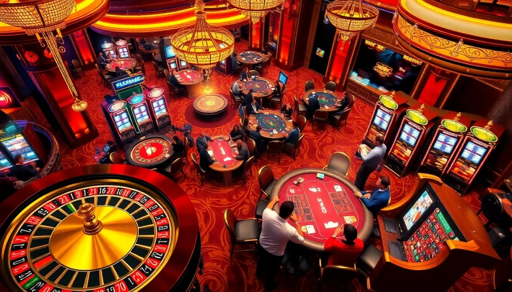 Experience thrilling gambling action at https://vj88.online/ with vibrant casino tables and excited players.