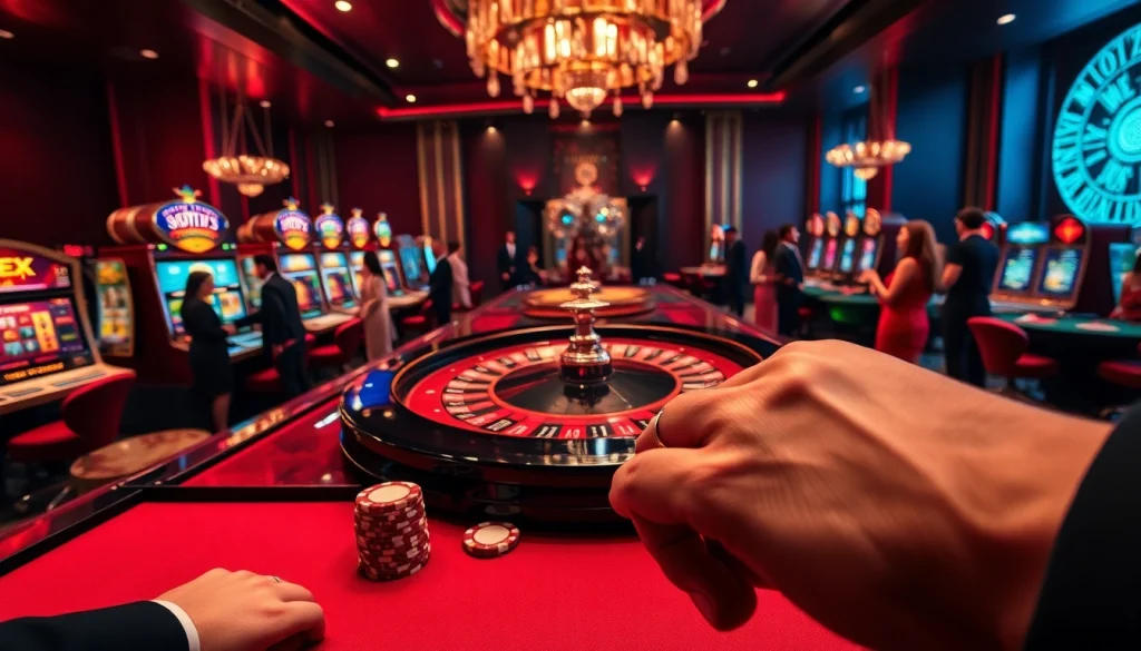Experience high-stakes gaming at the luxurious s8 casino tables featuring roulette and poker games.
