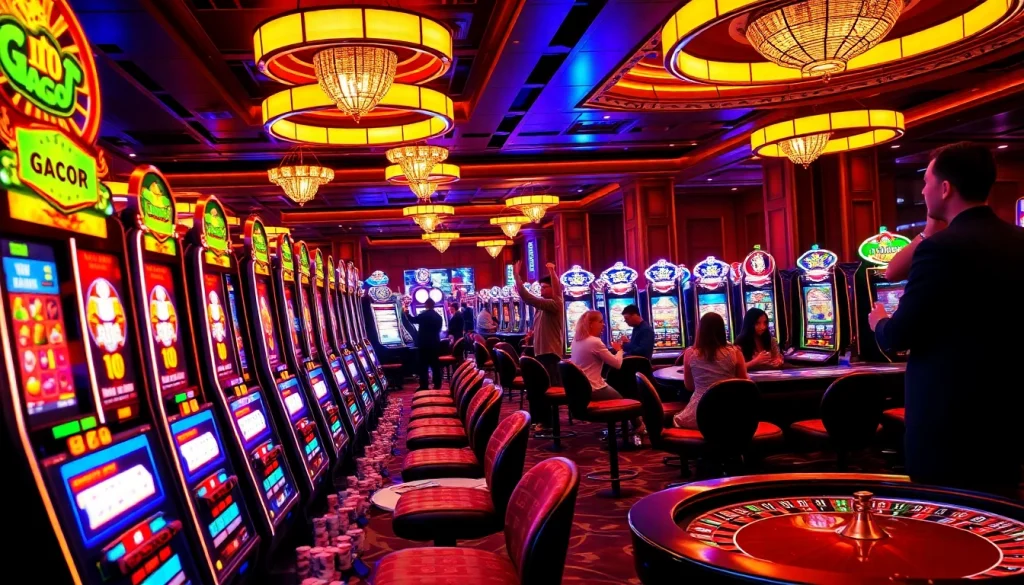 Experience the excitement of gacor slot machines in a vibrant casino atmosphere.