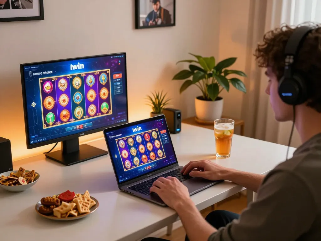 Iwin user enjoys immersive online gambling experience at home through laptop gaming