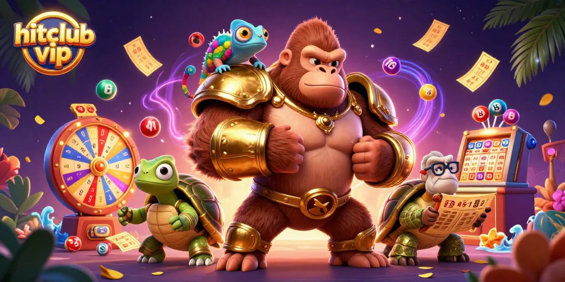 hitclub vip characters showcase vibrant lottery elements and gaming excitement in a dynamic 3D scene