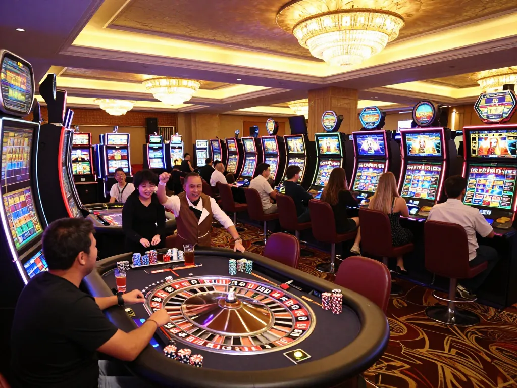 Experience the lively atmosphere at 79KING casino with players celebrating wins at roulette