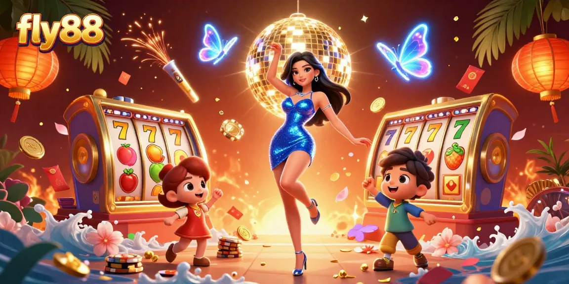 Win big with fly88 at a lively casino scene filled with excitement and vibrant game elements.