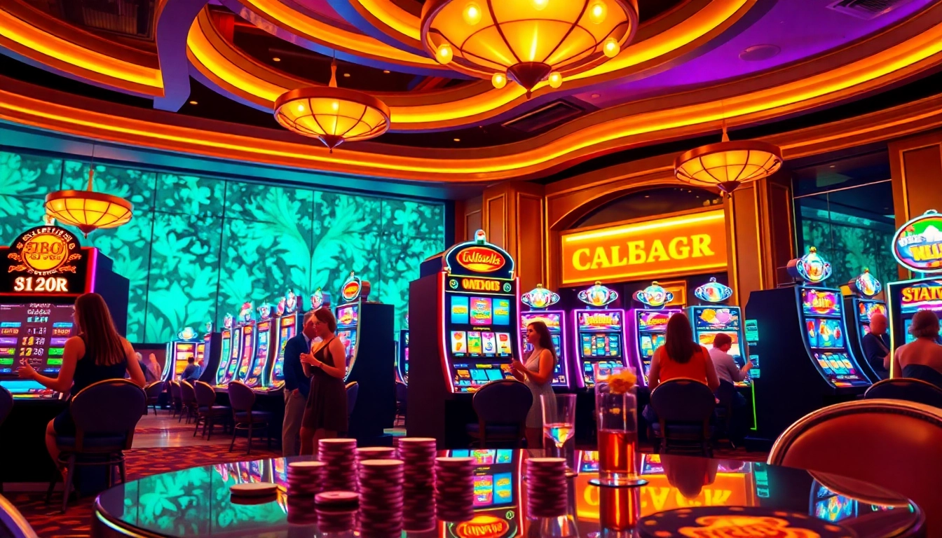Menangkan hadiah besar di situs slot yang menampilkan mesin slot dengan lampu warna-warni.