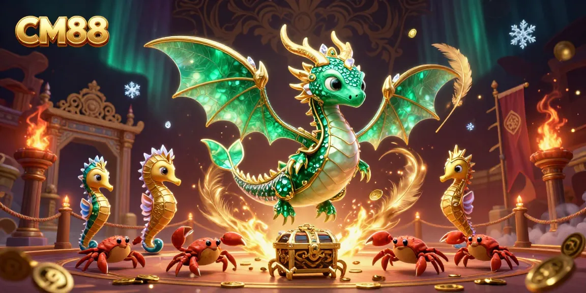 Experience winning moments with CM88 in a vibrant fantasy casino scene filled with treasures.