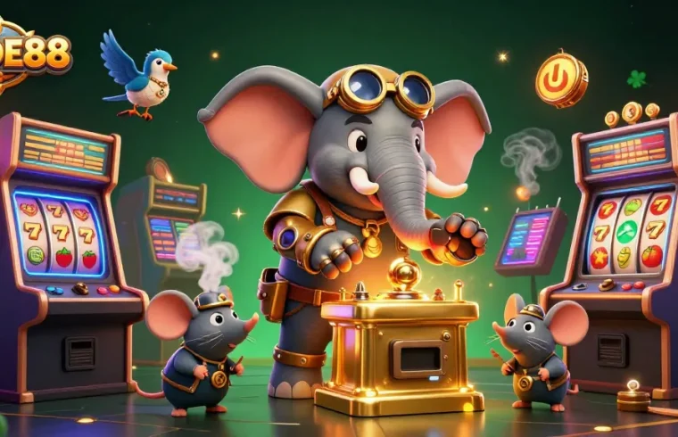 Spin those reels at LODE88 with our vibrant steampunk casino scene, featuring dynamic game elements!