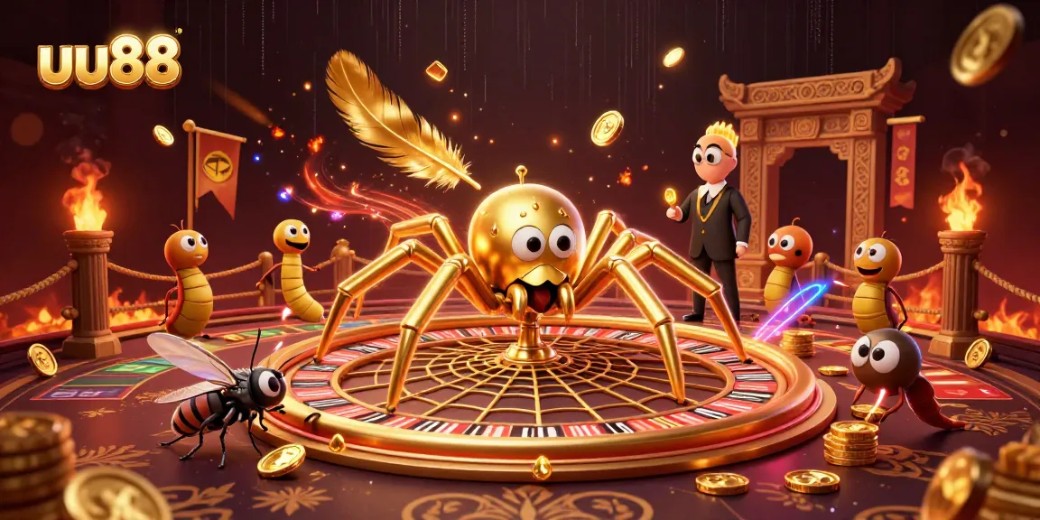 Experience winning thrills at uu88 with a 3D golden web roulette scene packed with action.