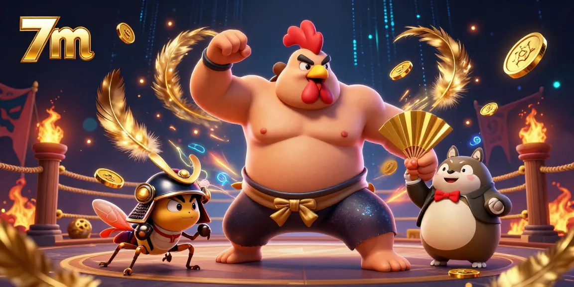 Experience thrilling sports betting with 7m in this vibrant 3D illustration of unique characters and dynamic elements.