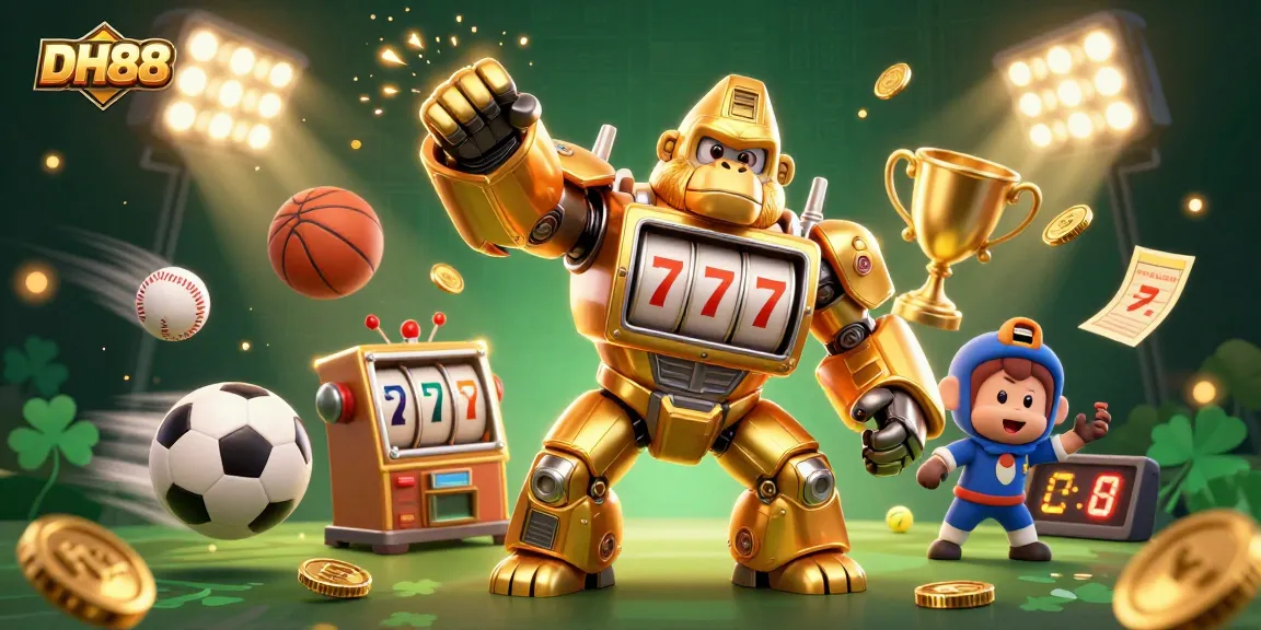Engaging in thrilling gambling adventures at DH88 with a unique gaming-themed illustration.