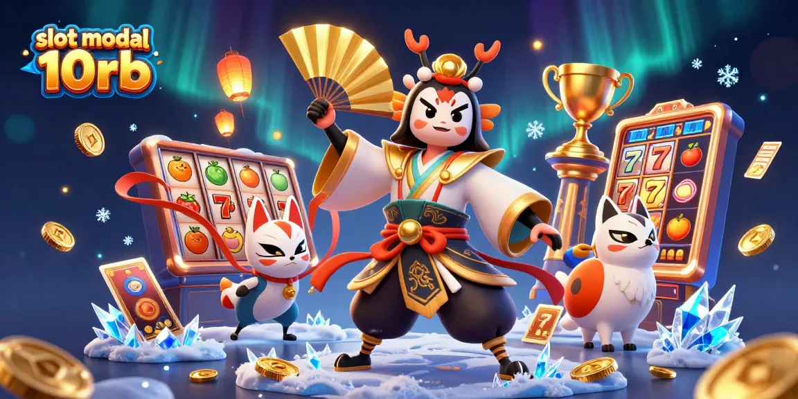 Experience thrilling action with slot modal 10rb through captivating 3D illustration and vibrant casino elements.