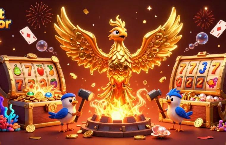 Menangkan slot gacor dengan ilustrasi phoenix emas yang menghasilkan koin dari tempaannya.