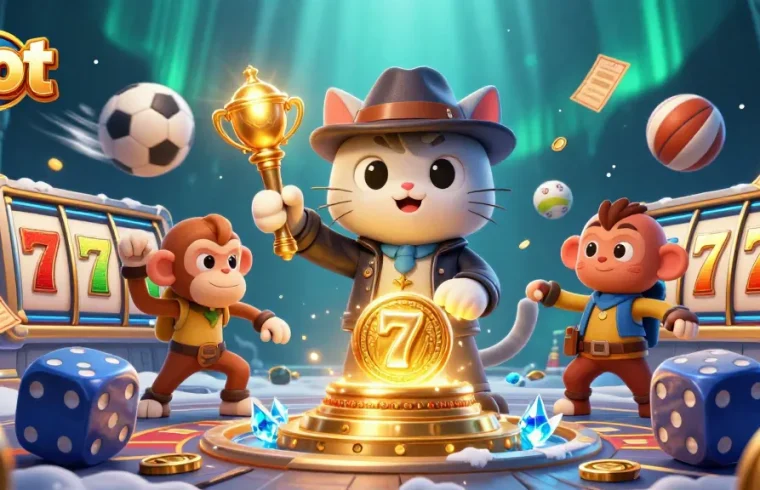 Mainkan slot dengan artefak kasino emas yang ditemukan kucing petualang di tengah berbagai simbol hadiah.