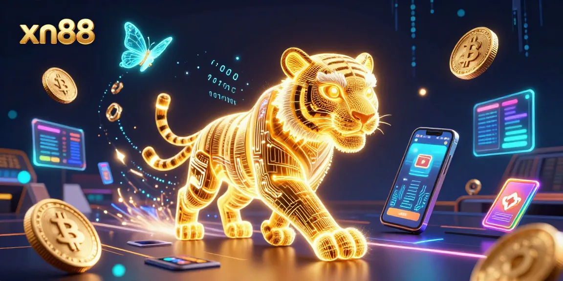 Experience thrilling gaming at xn88 with golden tiger and digital casino elements.