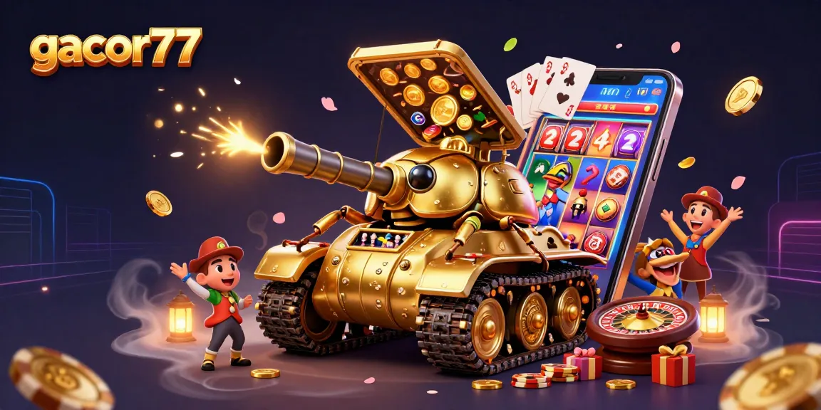 Gacor77 menghadirkan pengalaman kasino online dengan mobil tank keemasan dan permainan slot yang menguntungkan.